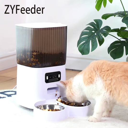 5L Automatic Pet Feeder with Camera - Smart Dog and Cat Food Dispenser, WiFi Enabled, Stainless Steel Bowl (No 5V 2A Plug)