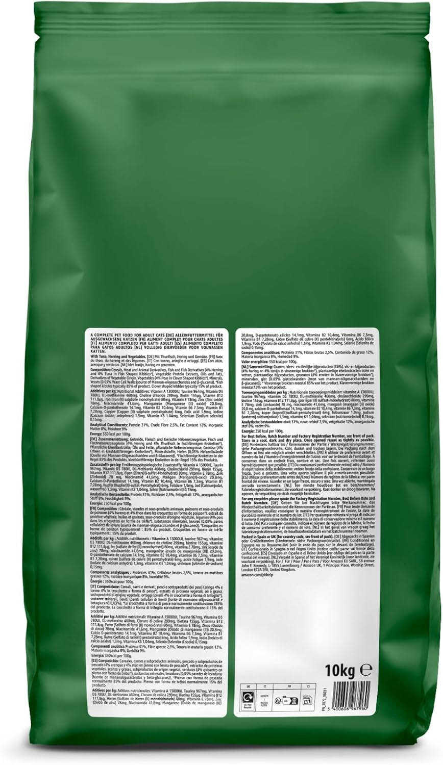 By Amazon – Vollwertiges Katzentrockenfutter Für Ausgewachsene Katzen Mit Thunfisch Und Hering, 1 Packung À 10,0Kg (Zuvor Our Essentials)