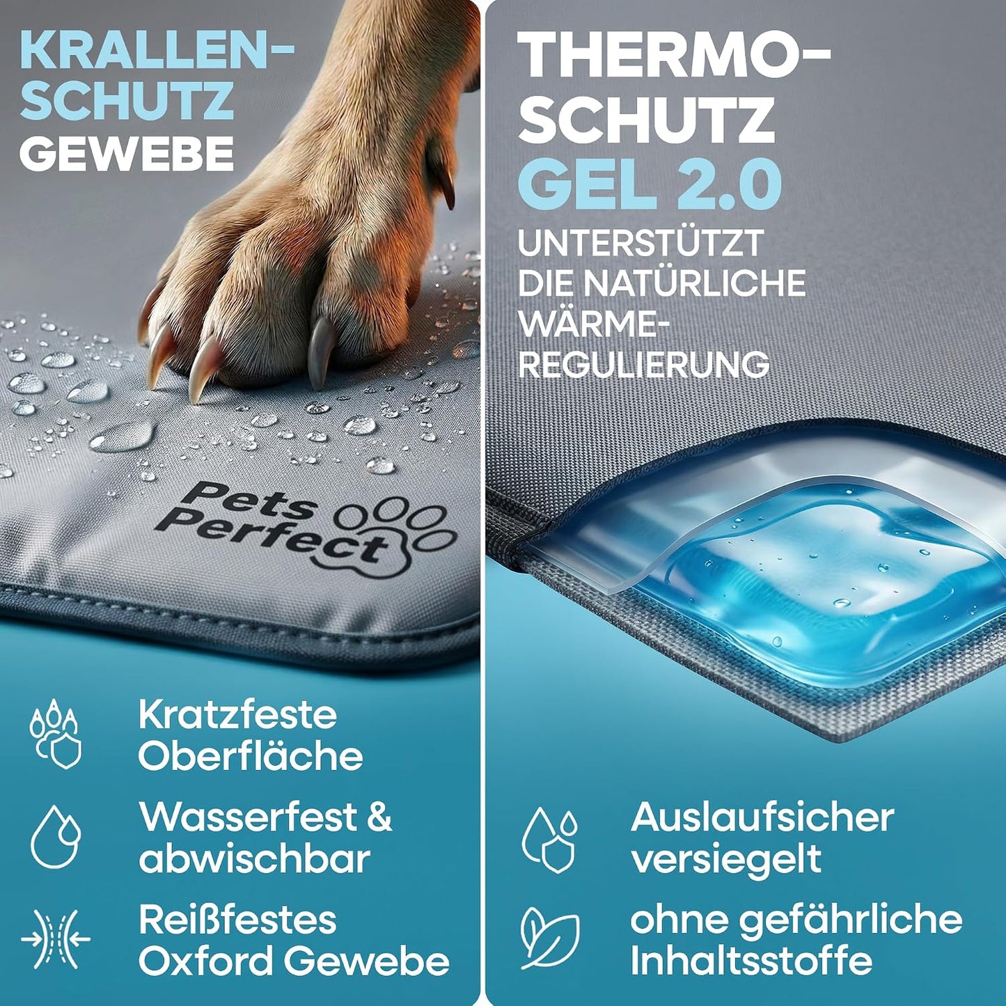Kühlmatte Für Hunde Selbstkühlend - Hunde Kühlmatte Mit 100% Ungiftigem Thermoschutz Gel - Kühlmatte Hund Selbstkühlend Für Alle Größen - Faltbare Dog Cooling Mat Und Kühlmatte Katzen