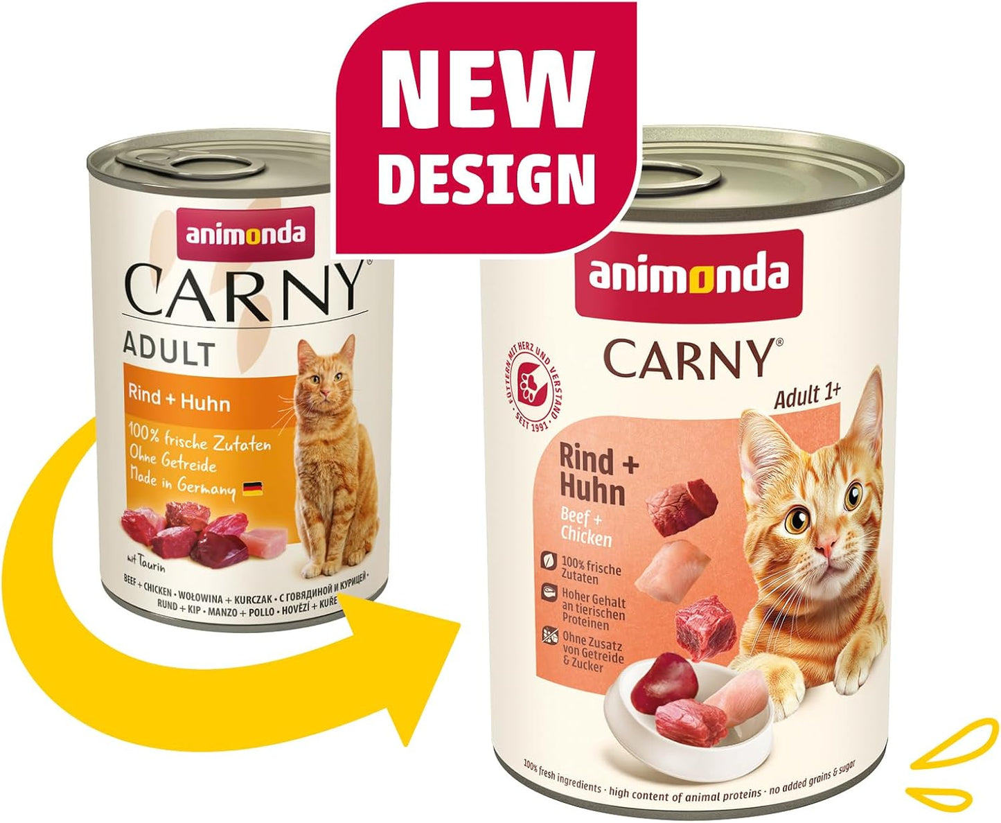 Animonda Carny Adult Katzen Nassfutter Rind + Huhn (6 X 400G) | Hochwertiges Katzen Nassfutter Mit 100 % Frischen, Fleischlichen Zutaten, Katzenfutter Ohne Getreide Und Zucker