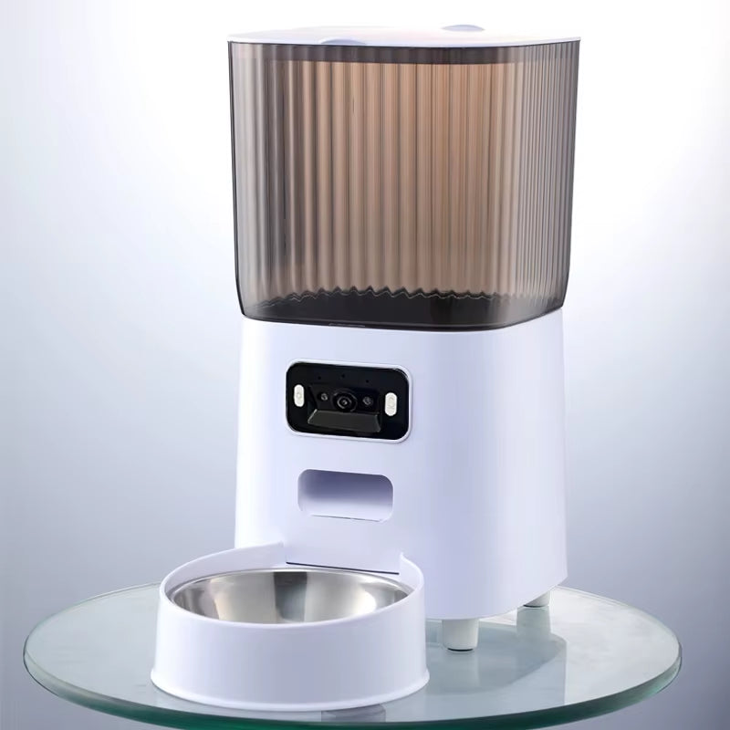 5L Automatic Pet Feeder with Camera - Smart Dog and Cat Food Dispenser, WiFi Enabled, Stainless Steel Bowl (No 5V 2A Plug)