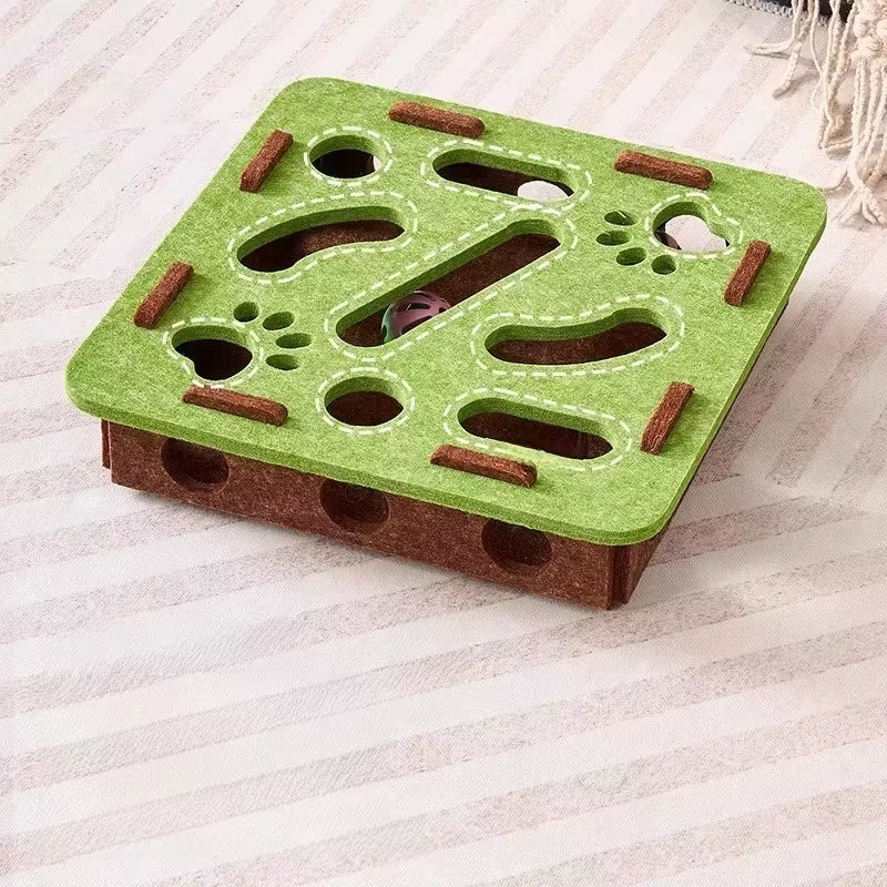 Cat Puzzle Toy Felt Puzzle Box Cat Exercise Toy with Ball Indoor Sports Entertainment Hunting Cat Toys for Indoor Cats